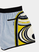 La DoubleJ Peony Placée Blue Terry Cotton Shorts