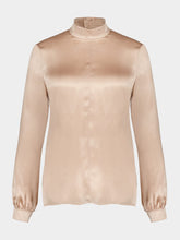 Tom Ford Champagne Mock Neck Blouse Charmeuse