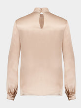 Tom Ford Champagne Mock Neck Blouse Charmeuse