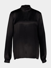 Tom Ford Black Mock Neck Blouse Charmeuse