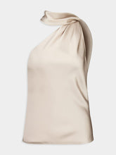 Tom Ford Silver Grey One-Shoulder Scarf Detail Top