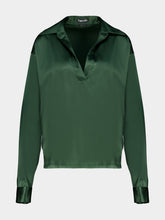 Tom Ford Moss Green Silk Satin Polo Shirt