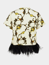 La DoubleJ Buttercup White La Scala Feather-Trim T-Shirt