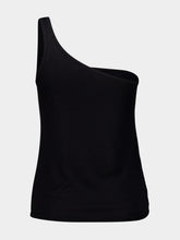 Tom Ford Black Silk Blend Rib Jersey One-Shoulder Top