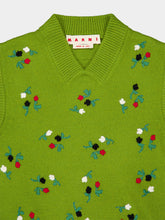 Marni Kiwi Green Wool-Cashmere Floral Vest