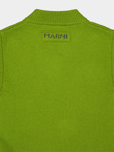 Marni Kiwi Green Wool-Cashmere Floral Vest