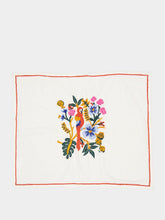 Les Ottomans Tropical Embroidered bird napkin and placemat set
