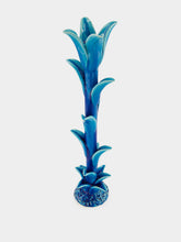 Jean Roger Azure Blue Tulipe Large Ceramic Candle Holder