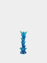 Jean Roger Azure Blue Tulipe Small Ceramic Candle Holder