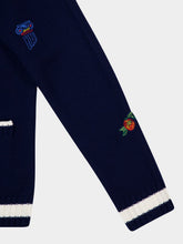 Casablanca Navy Embroidered Wool-Cashmere Cardigan