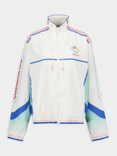 Casablanca White Zipped Windbreaker Jacket in Poly Taffeta
