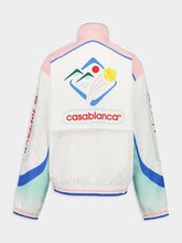 Casablanca White Zipped Windbreaker Jacket in Poly Taffeta