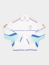 Casablanca White Zipped Windbreaker Jacket in Poly Taffeta