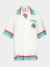 Casablanca White Casa Way World Series Cuban Collar Silk Shirt