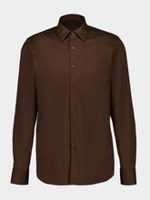 Prada Ebony Brown Stretch Cotton Slim Shirt