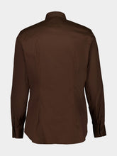 Prada Ebony Brown Stretch Cotton Slim Shirt