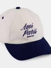 Ami Paris Ink Blue and Cream Bicolor Cotton Cap