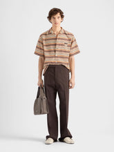 Prada Sienna Brown Striped Cotton Bowling Shirt