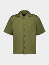 Prada Short-Sleeve Poplin Cotton Shirt in Military Green