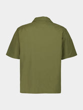 Prada Short-Sleeve Poplin Cotton Shirt in Military Green