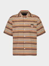 Prada Sienna Brown Striped Cotton Bowling Shirt