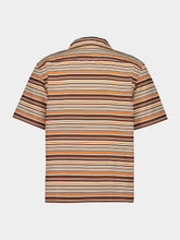 Prada Sienna Brown Striped Cotton Bowling Shirt