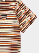 Prada Sienna Brown Striped Cotton Bowling Shirt
