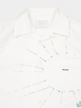 Prada White and Green Printed Cotton Bowling Shirt