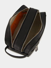Santoni Black Zipped Leather Wash Bag