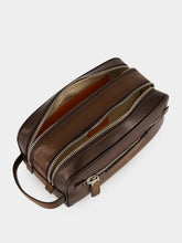 Santoni Dark Brown Leather Toiletry Bag