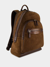 Santoni Dark Brown Suede Leather Backpack