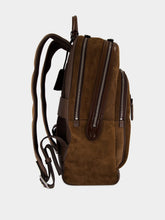 Santoni Dark Brown Suede Leather Backpack