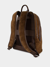 Santoni Dark Brown Suede Leather Backpack