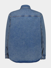 Ami Paris Blue Cotton Knitted Ami De Coeur Overshirt