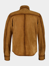 Ami Paris Cognac Ami de Coeur Suede Leather Overshirt