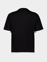 Black Cotton T-Shirt with Leather Detail