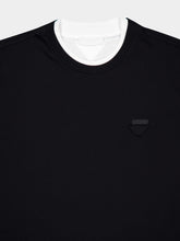 Prada Black Cotton T-Shirt with Leather Detail