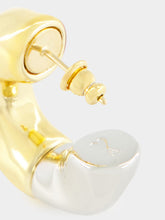 Ami Paris Gold and Silver Hammered Hoop Earrings