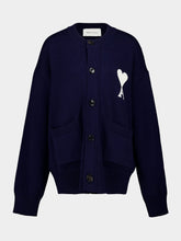 Ami Paris Blue Ami De Coeur Wool Cardigan