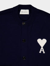 Ami Paris Blue Ami De Coeur Wool Cardigan
