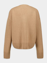 Ami Paris Nude V-Neck Wool-Cashmere Sweater