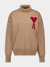 Ami Paris Camel Felted Merino Wool Sweater