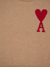 Ami Paris Camel Felted Merino Wool Sweater