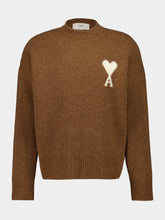 Ami Paris Hazelnut Brown Alpaca Ami De Coeur Crewneck Sweater