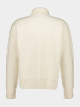 Ami Paris Off White Wool Ami de Coeur Funnel Neck Sweater