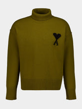 Ami Paris Bronze Wool Ami de Coeur Funnel Neck Sweater