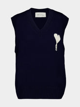 Ami Paris Blue Sleeveless Ami De Coeur Sweater