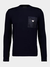 Prada Navy Blue Virgin Wool Crew Neck Sweater