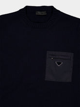 Prada Navy Blue Virgin Wool Crew Neck Sweater