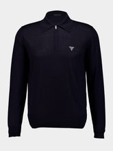 Prada Blue Superfine Wool Polo Shirt